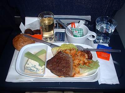Steak on pasta on SAS CPH-LHR Oct 2003